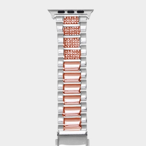 Rose Gold Rhinestone Crystal Apple Watch Strap Band Bling Metal Replacement Cute - Picture 2 of 2